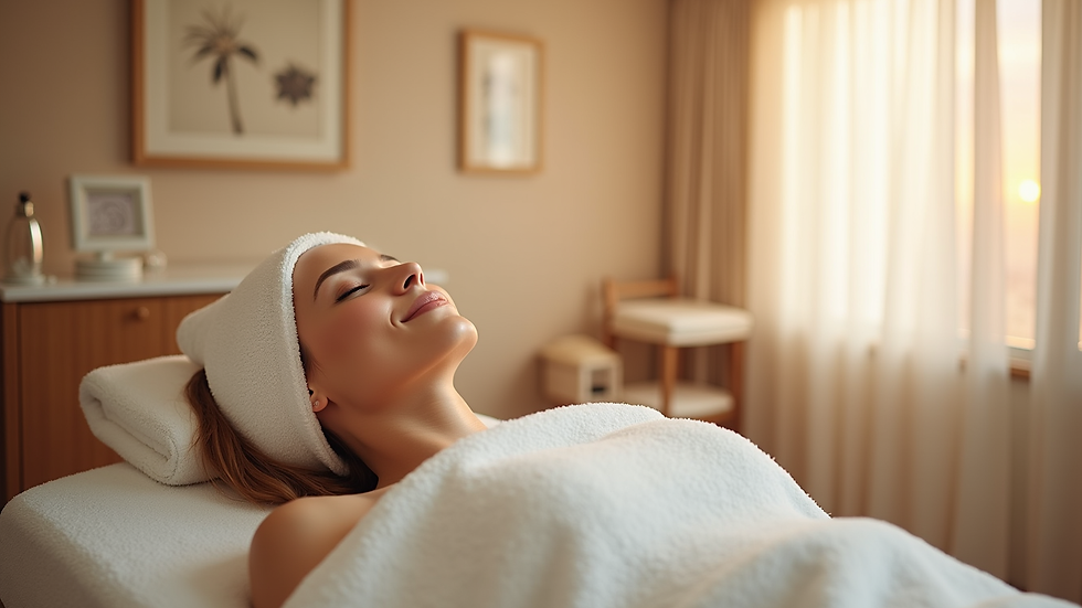 Eye-level view of a serene spa room with facial treatment equipment