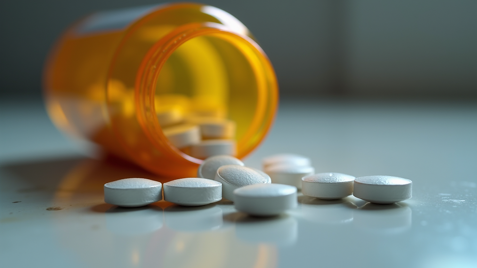 Close-up view of a bottle of antidepressant pills