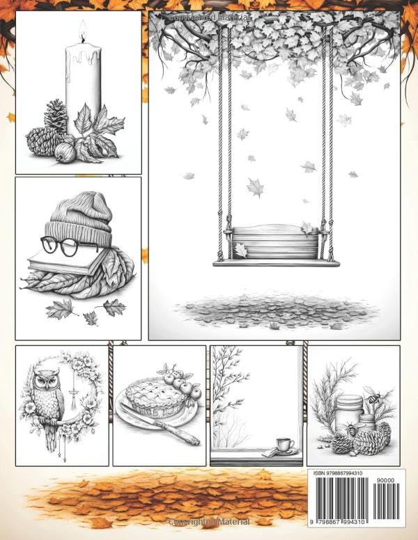 Minimalist Autumn Adult Coloring Book, Max Brenner - Imagem 2