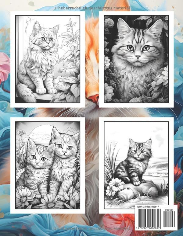 Malbuch fuer Erwachsene mit Katzen Motiven - Imagem 2