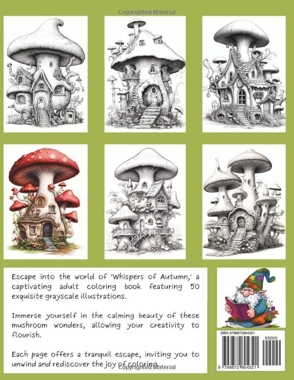 Mushroom Fairy Homes Coloring Book, Enchanting Escapes - Imagem 2