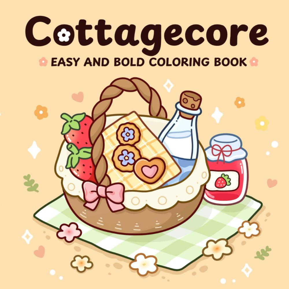 Cottagecore Bold & Easy Coloring Book, Hikaru Kotz