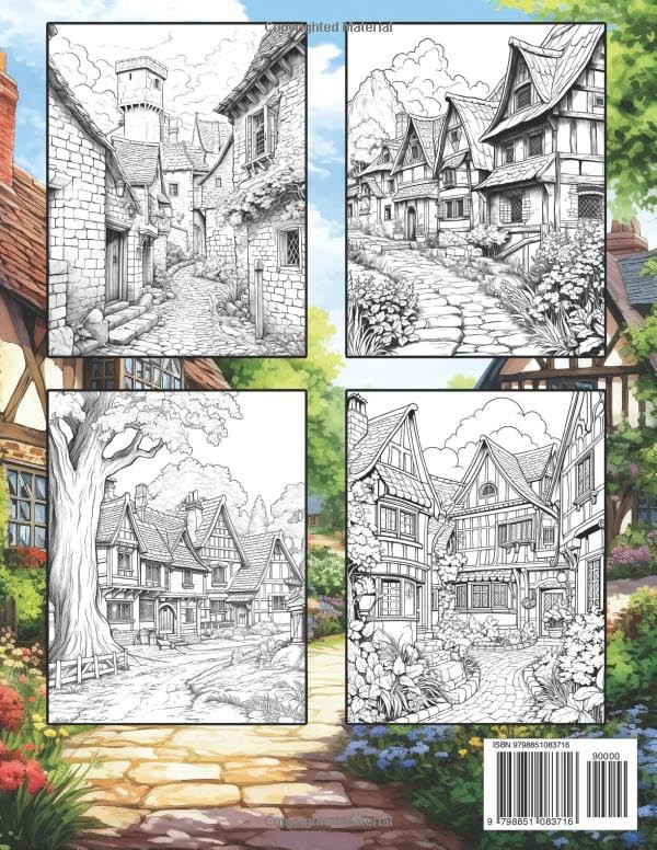 English Country Villages Colouring book, Burton Frederick - Imagem 2