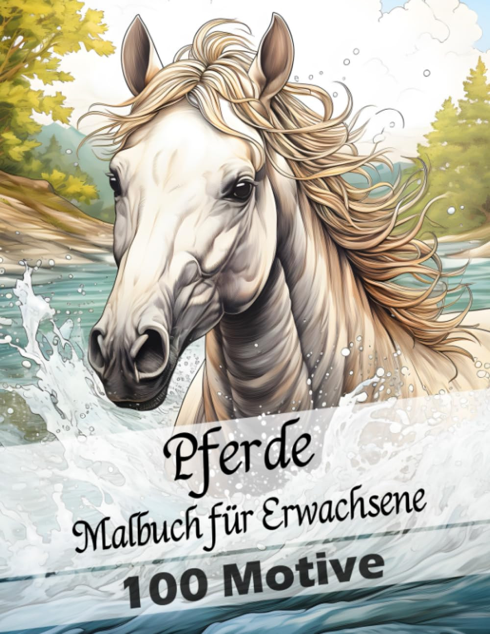 Malbuch fuer Erwachsene mit Pferde Motiven