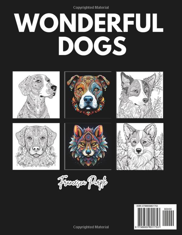 Wonderful Dogs Coloring Book, Francesca Purple - Imagem 2
