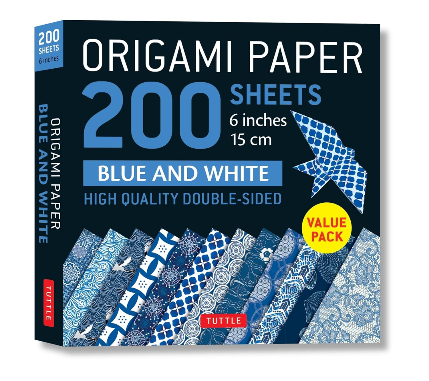 Origami Paper 200 Sheets Blue and White Patterns 6" (15 CM)