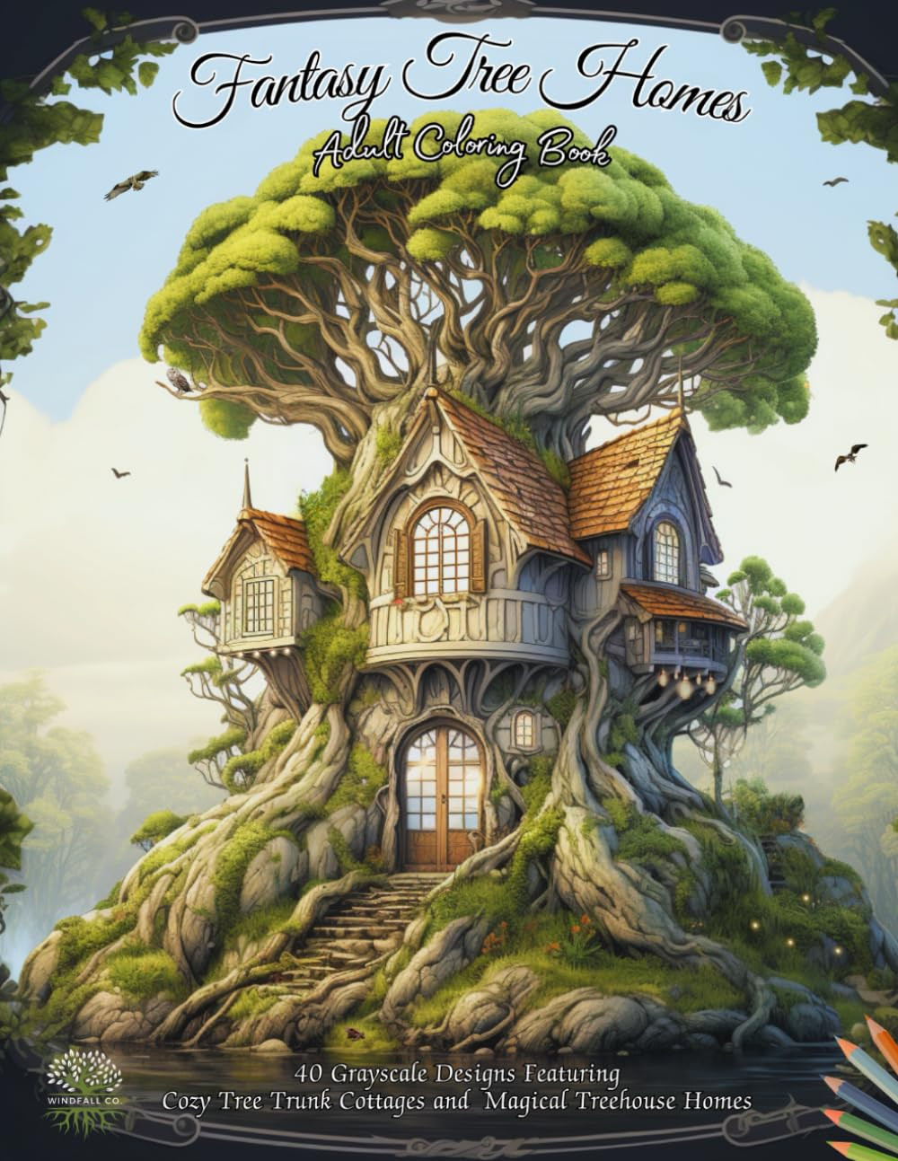 Fantasy Tree Homes Adult Coloring Book, Windfall Co