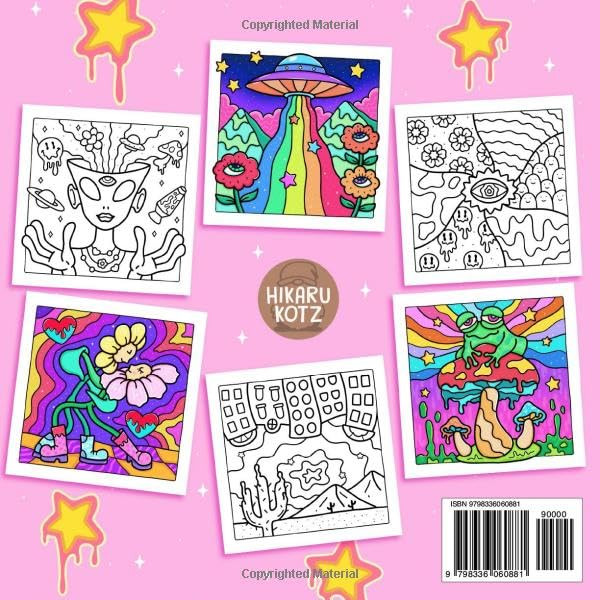 Trippy & Groovy Psychedelic Coloring Book, Hikaru Kotz - Imagem 2