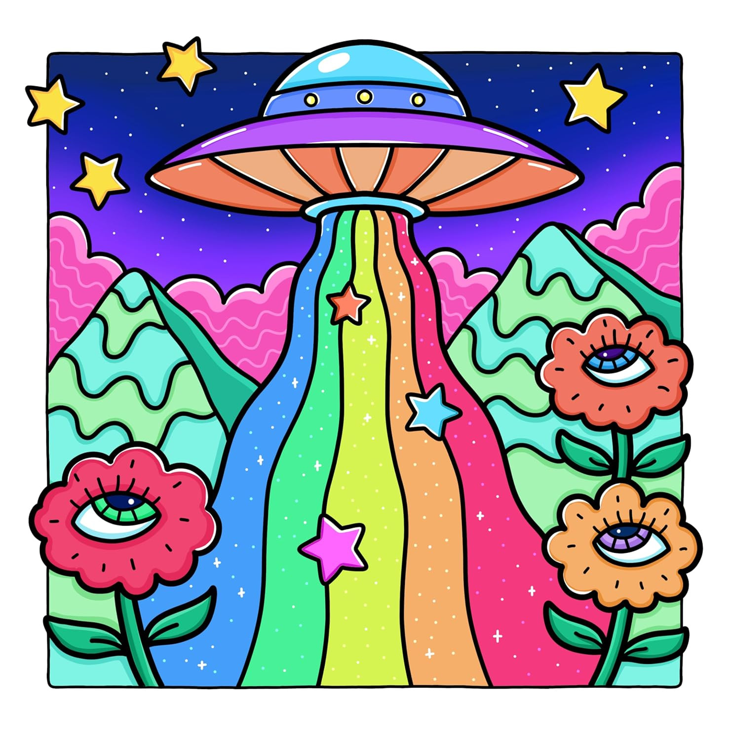 Trippy & Groovy Psychedelic Coloring Book, Hikaru Kotz - Imagem 6