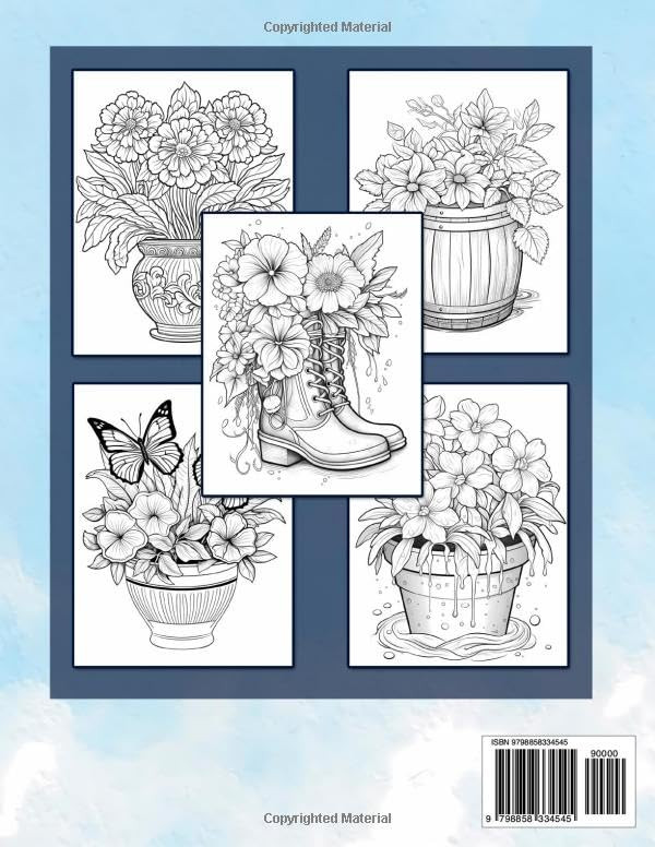 Art Deco Flower Pots Coloring Book, Sandra Mangum - Imagem 2