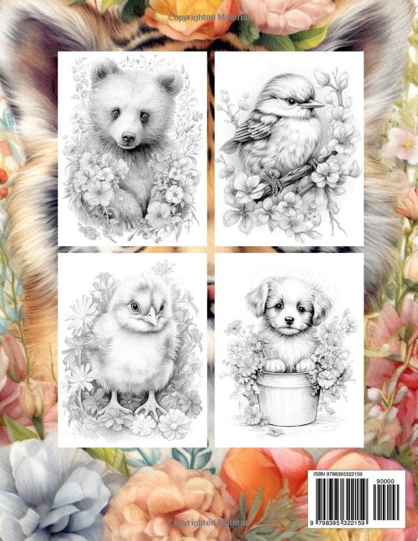 Baby Cute Animals Grayscale Coloring Book, Max Brenner - Imagem 2