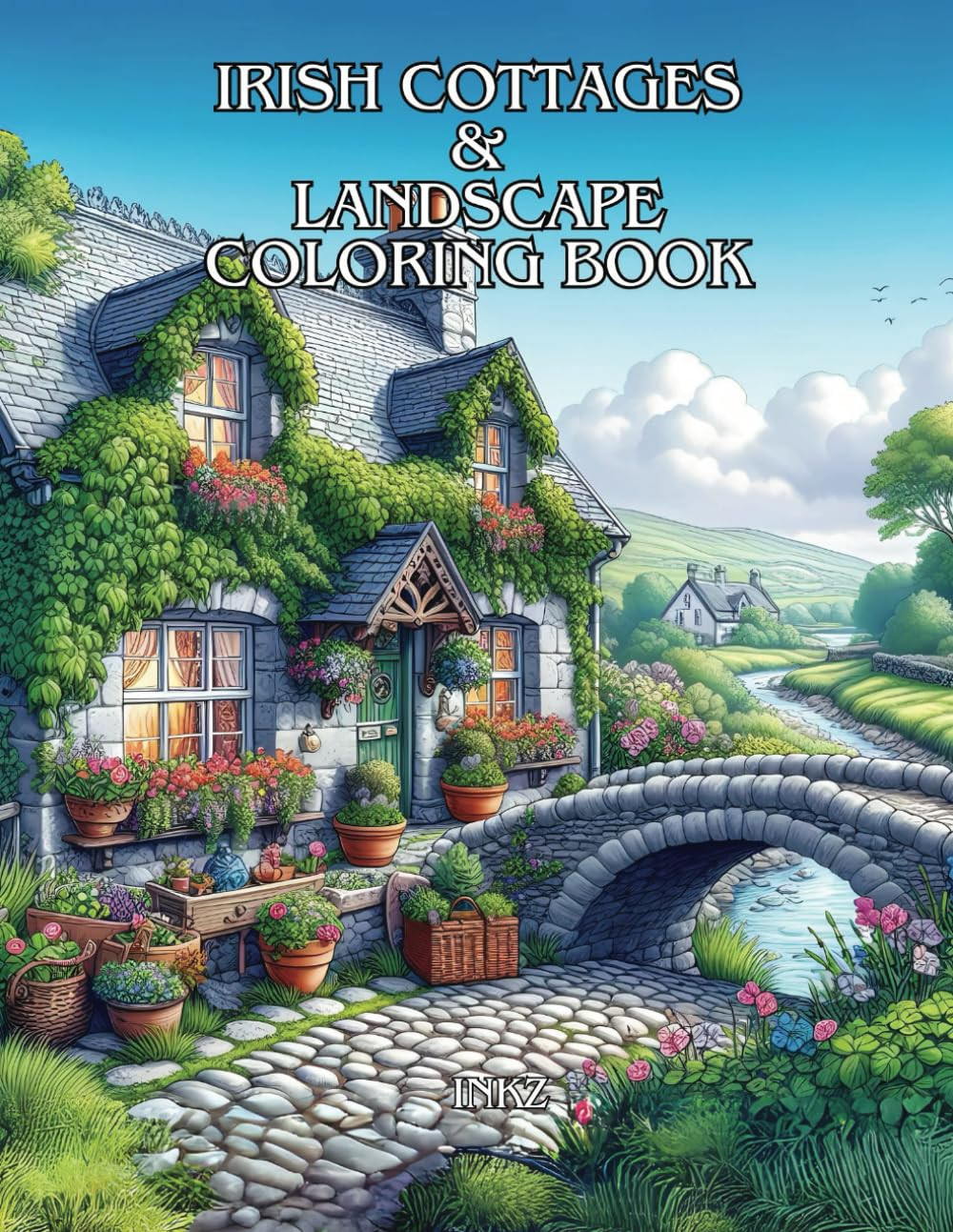 Irish Cottages and Landscape Coloring Book, InkZ Co