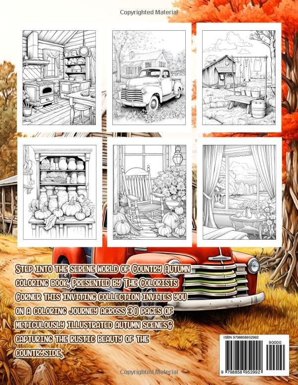 Country Autumn Coloring Book, The Colorists Corner - Imagem 2