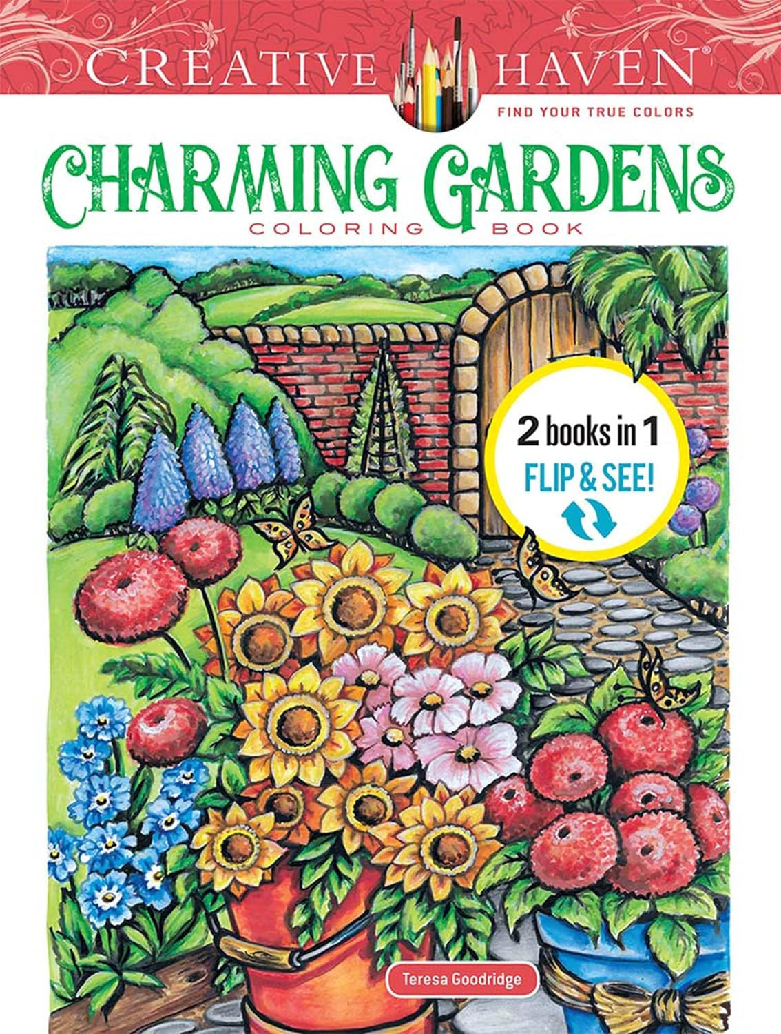 Creative Haven Charming Gardens Coloring Book, Teresa Goodridge