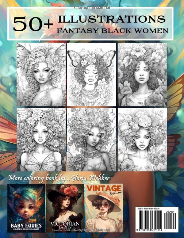 Black Women Fantasy Coloring Book, Gloria Webber - Imagem 2