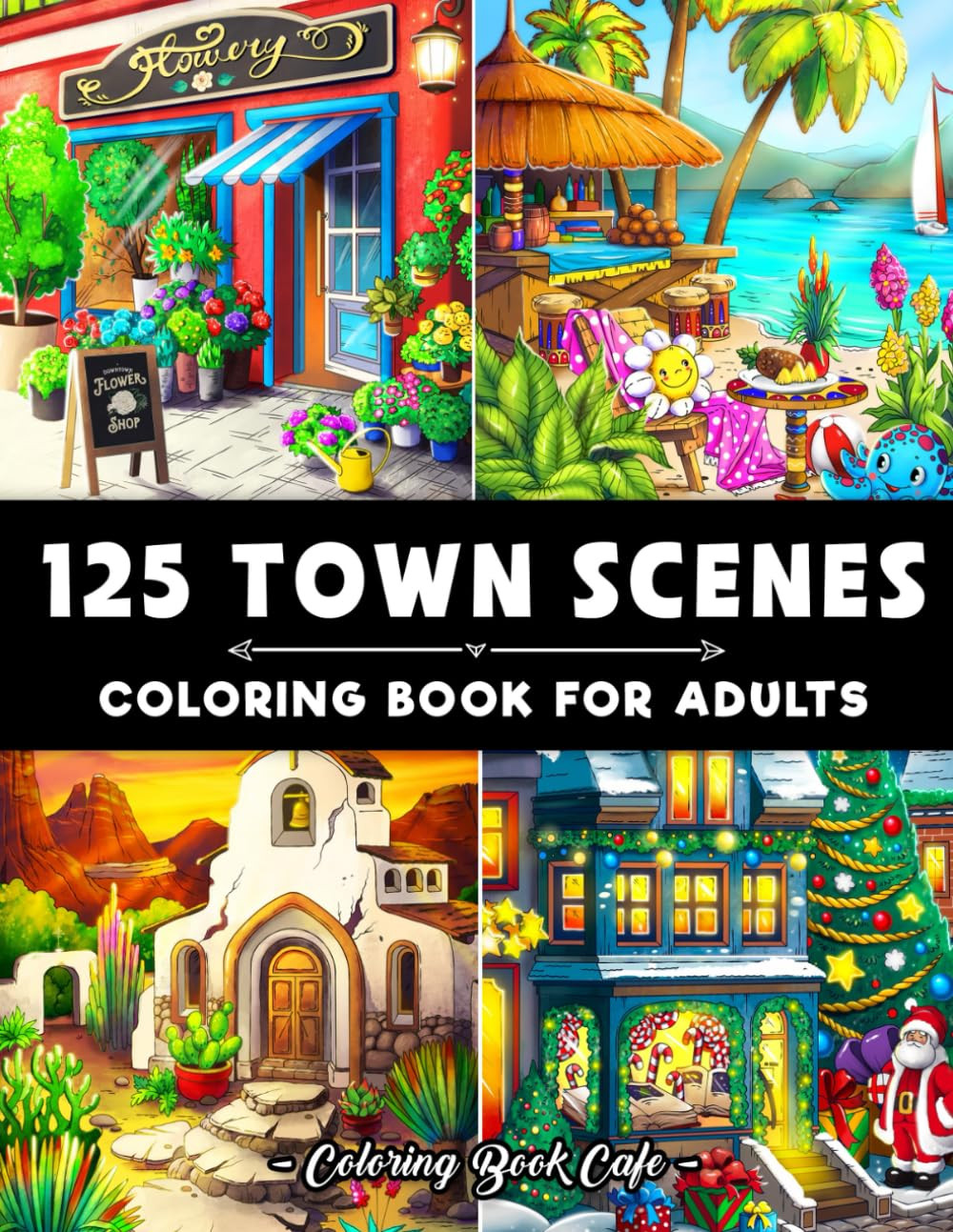 125 Town Scenes: A Coloring Book, Cafe