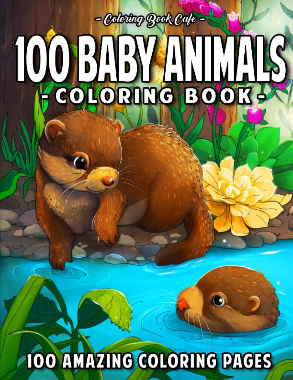 100 Baby Animals Coloring Book, Cafe