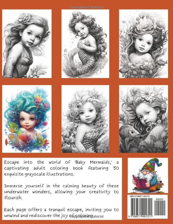 Baby Mermaids Coloring Book, Enchanting Escapes - Imagem 2