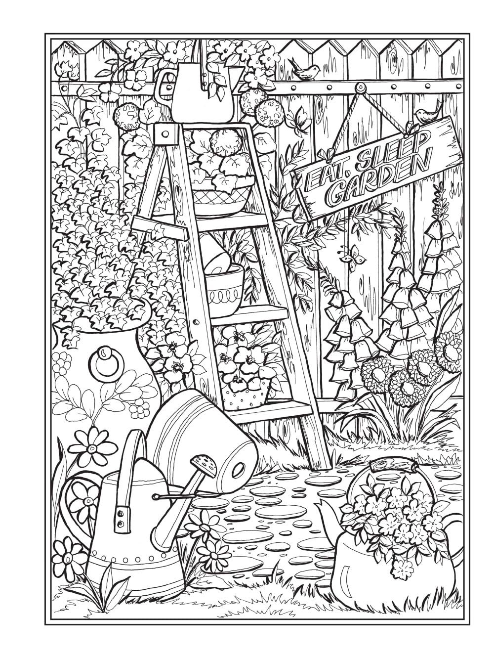 Creative Haven Charming Gardens Coloring Book, Teresa Goodridge - Imagem 3