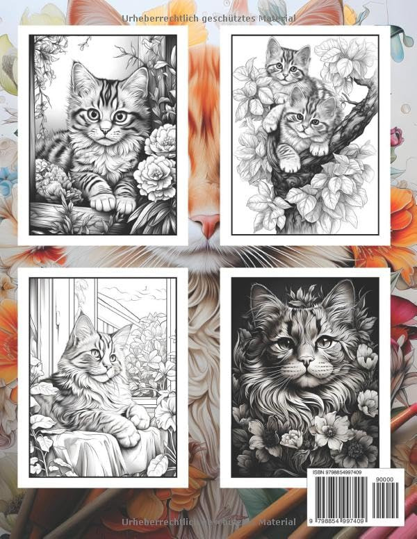 Malbuch fuer Erwachsene mit Katzen Motiven 2 - Imagem 2