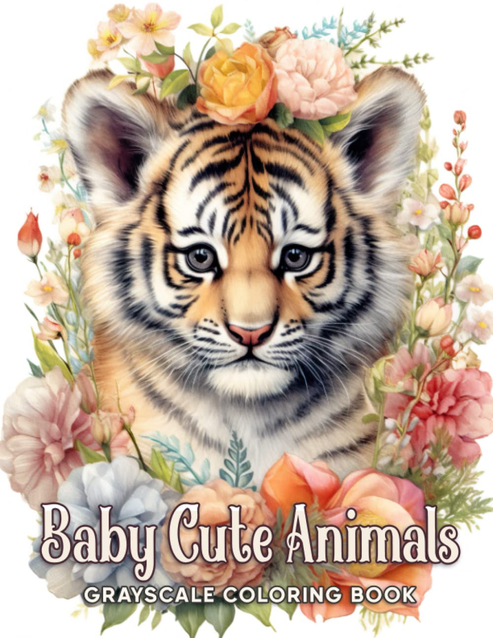 Baby Cute Animals Grayscale Coloring Book, Max Brenner