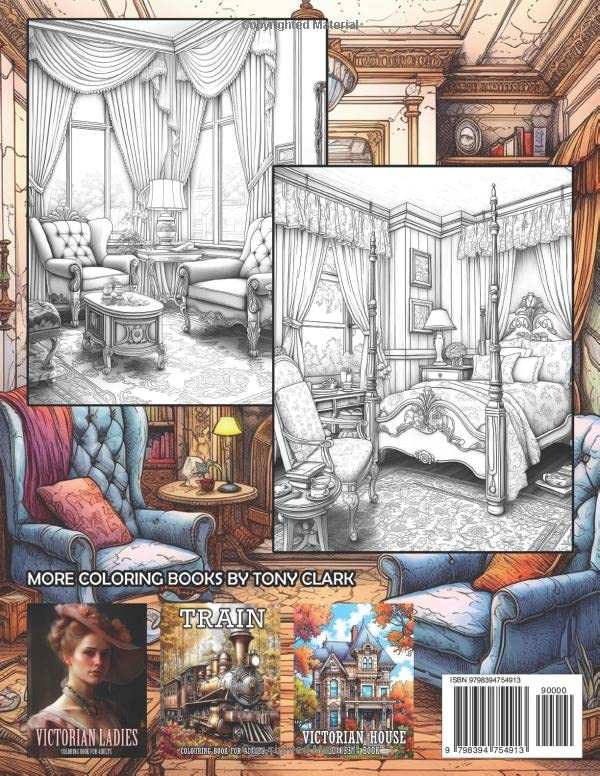Victorian Interior Design Coloring Book, Tony Clark - Imagem 2
