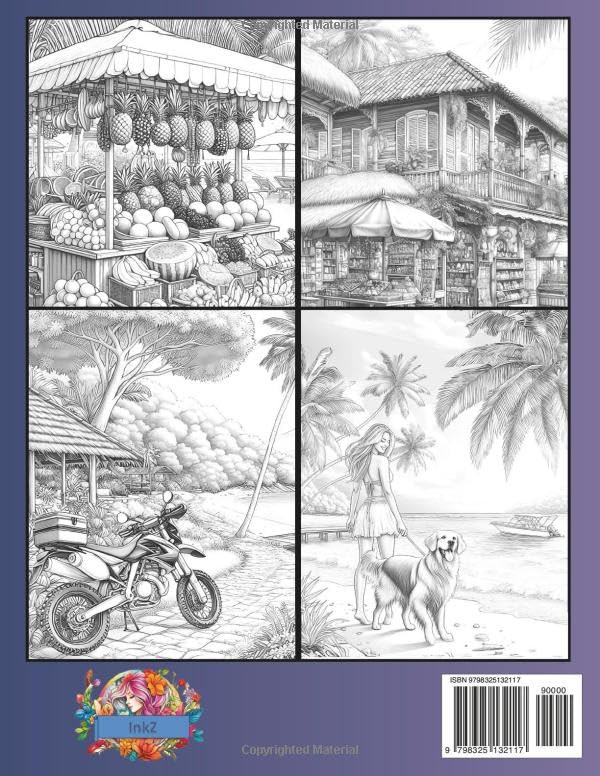101 Tranquil Tropics Coloring Book, InkZ Co - Imagem 2