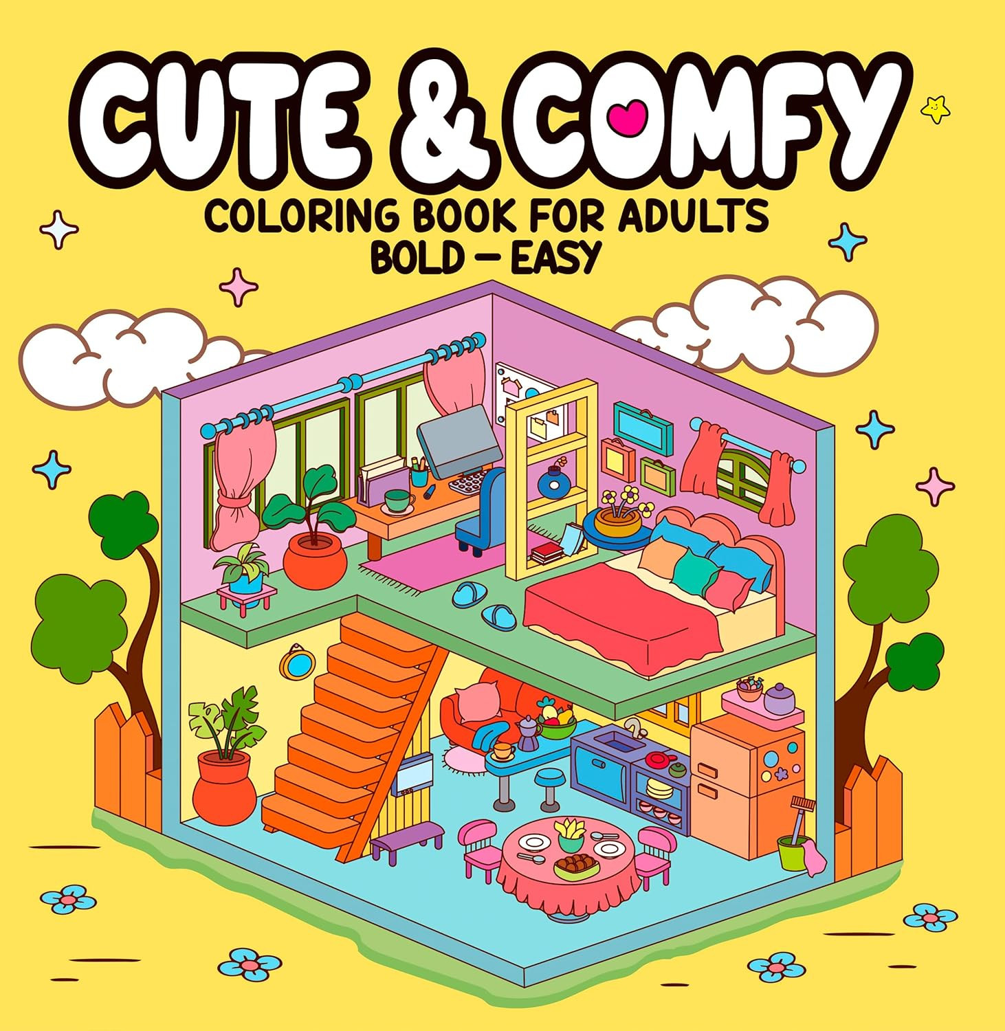 Cute & Comfy Coloring Book for Adults - Bold Easy