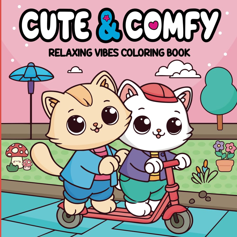 Cute & Comfy Coloring Book for Adults - Bold Easy - Livro de Colorir Adulto