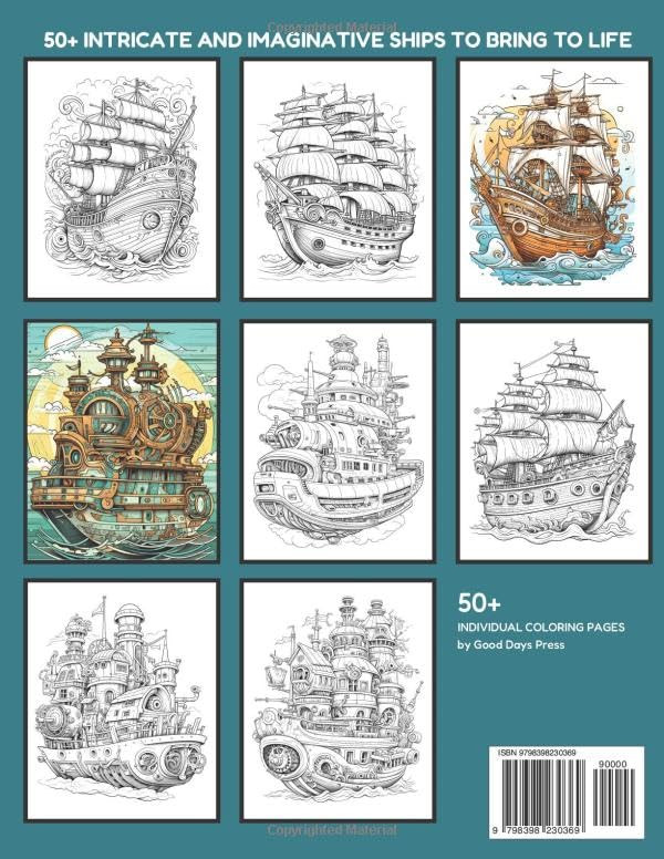 Fantasy Ships Coloring Book, Good Days - Imagem 2