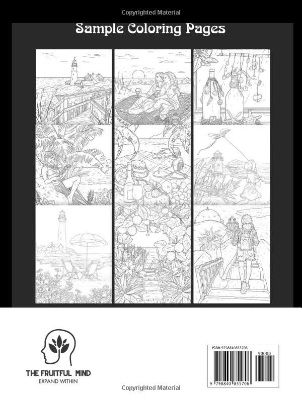 100 Summer Scenes Coloring Book, Cafe - Imagem 2