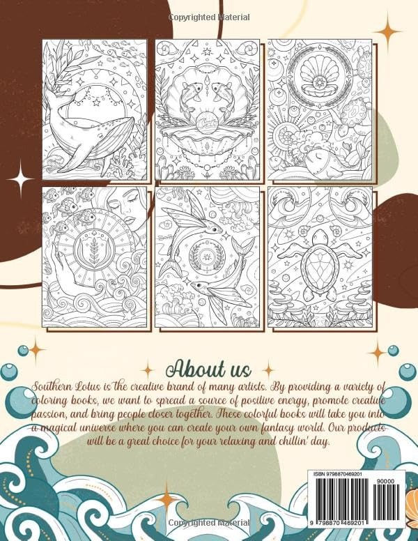 Ocean Minimalist Art: Coloring Book, Southern Lotus - Imagem 2