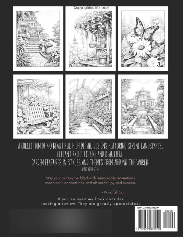 Relaxing Coloring Book Zen Garden Oasis, Windfall Co - Imagem 2