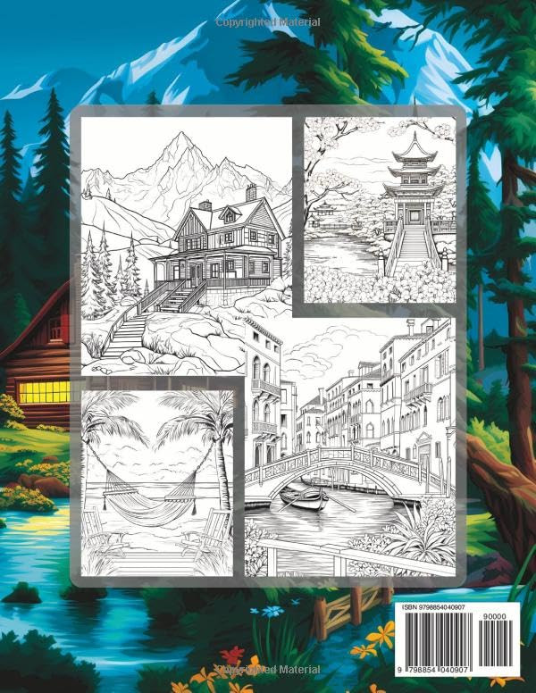 Peaceful Landscapes Adult Coloring Book, Artistic Explorers - Imagem 2