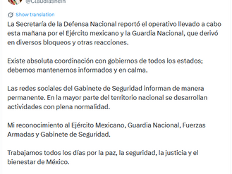 Claudia Sheinbaum Pardo emitió una publicación con la siguiente información: