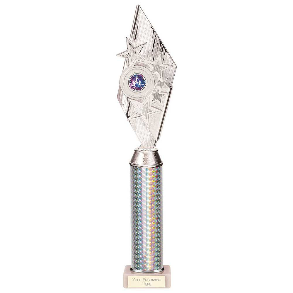 Pizzazz Plastic Tube Trophy Silver 425mm
