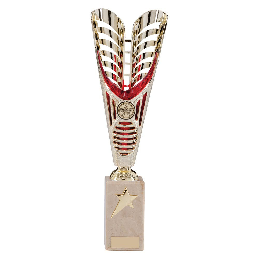 Monument Plastic Laser Cut Cup Gold & Red 340mm