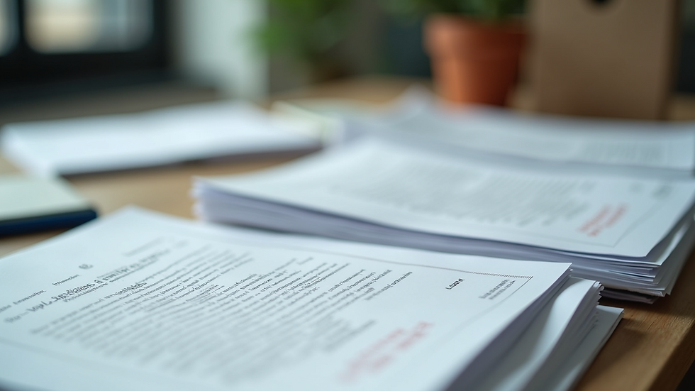 Close-up of a pile of translated documents ready for delivery