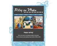 Swirly turquoise website for a home decor shop