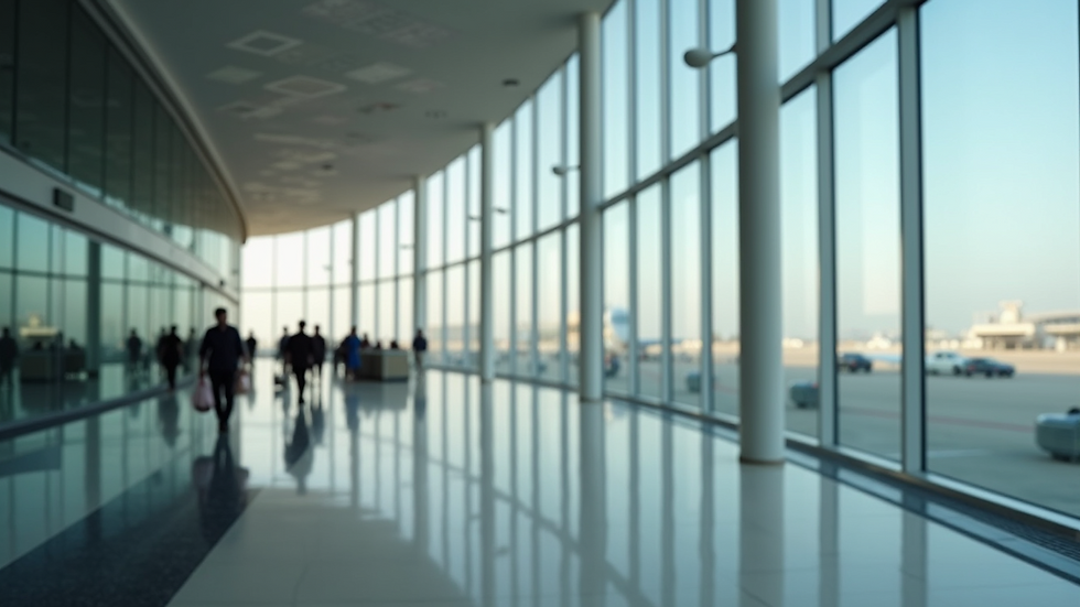 Eye-level view of a modern airport terminal in Qatar