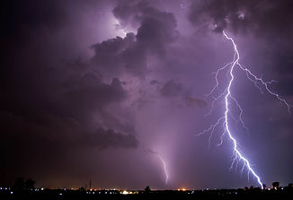 purple sky and clouds with lightning