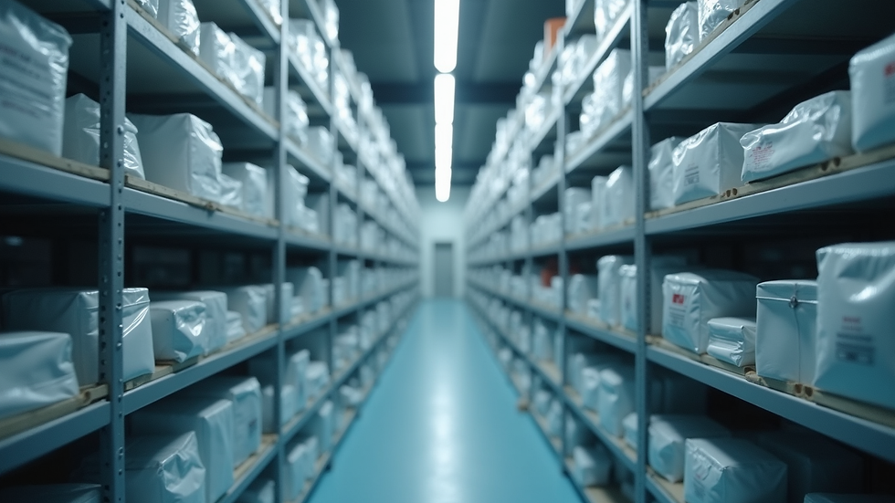 Eye-level view of cold room interior with organized storage racks