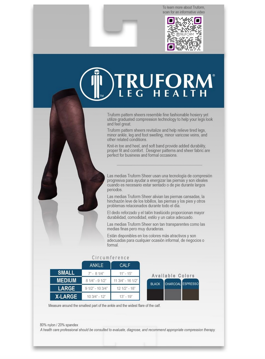 Thumbnail: TRUFORM 1783 15-20mmHg Knee High Stocking