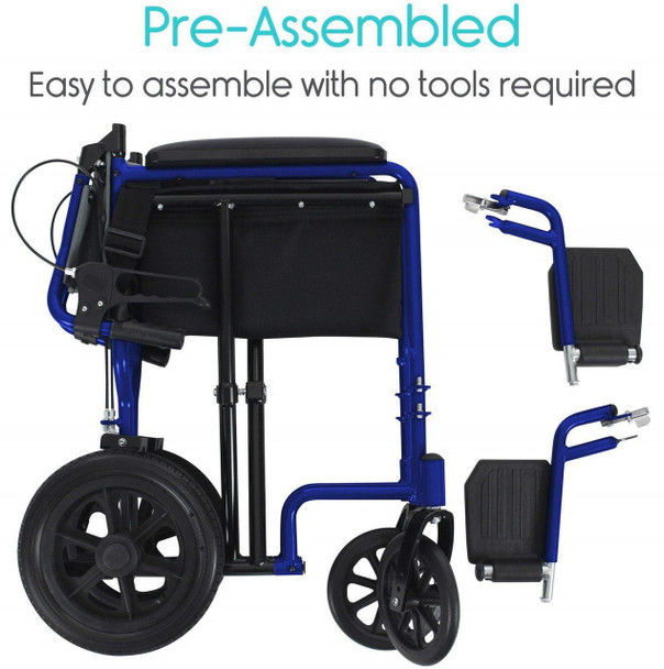 Thumbnail: VIVE MOB1021 WITH 12INCH REAR WHEELS TRANSPORT CHAIR