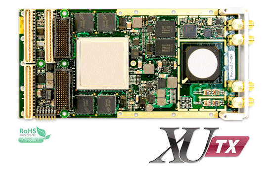 An XMC module with two, 5.1 GSPS, 16-bit DAC's, PLL, 8 GB DDR4 and Xilinx UltraScale FPGA.