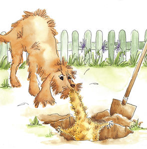 Belinda Landsberry's concept - Digger the Dirty Dog pulls a cat out from the ground