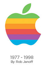 The original rainbow Apple identity, 1977–1998, by Rob Janoff