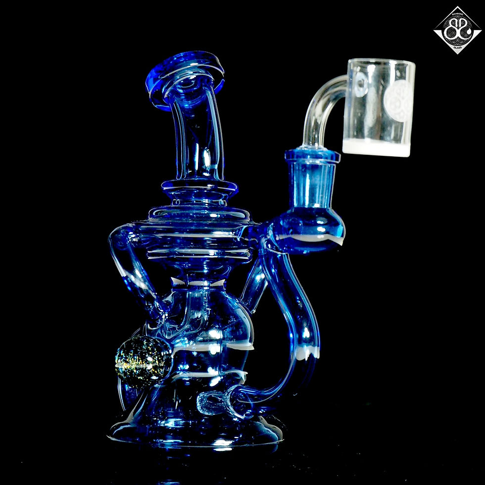 Thumbnail: บ้องแก้ว | 8.5Inches Blue Recycler Rig with Marble
