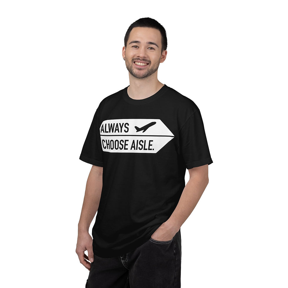 Thumbnail: Always Choose Aisle.  Black Unisex Garment-Dyed T-shirt - ABF Logo on Back.