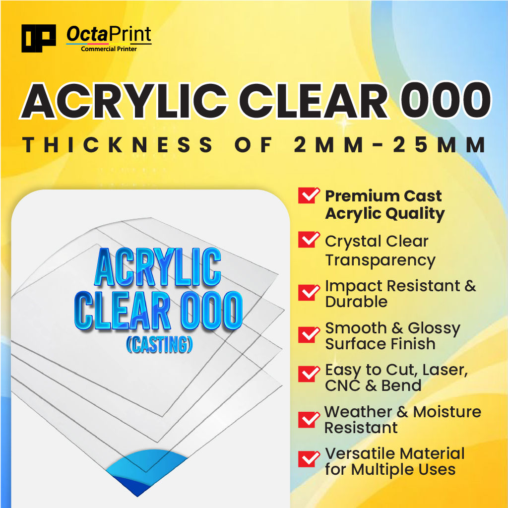 [Ready Stock] Acrylic Clear 000 (Casting) Sheet 2mm -25mm